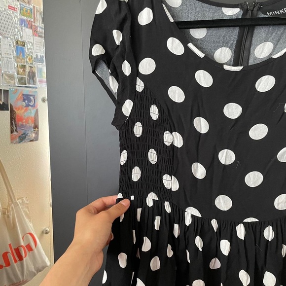 Mink pink polka dot babydoll dress - Picture 3 of 4